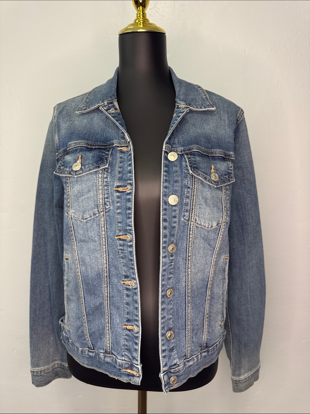 Just USA Medium Blue Distressed Denim Jean Jacket